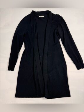 Woolovers Cashmere Merino Longline Open Cardigan Black Women’s M Retail $132